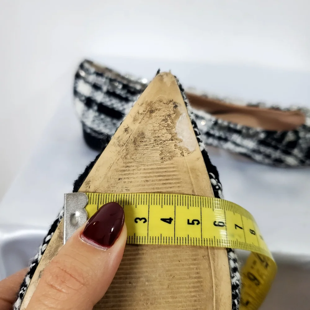 Zara tweed beaded jeweled fabric flat shoes pointed toe size 40EUR - Picture 11 of 12